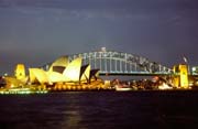 Opera house and Harbour bridge at night, Sydney. Australia.