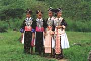 Lao girls in traditional costume. Laos.