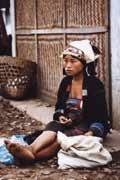 Woman from Akha hill tribe at Muang Sing market. Laos.