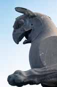 Griffin-headed beasts that stand guard over the Persepolis ruins. Iran.