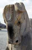 Stone statue of horse at Persepolis. Iran.