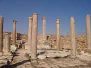 Archaeological Site of Sabratha, Phoenician trading-post was part of the Numidian Kingdom of Massinissa before being Romanized and rebuilt in the 2nd and 3rd centuries A.D. Libya.