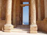 Archaeological Site of Sabratha, Phoenician trading-post was part of the Numidian Kingdom of Massinissa before being Romanized and rebuilt in the 2nd and 3rd centuries A.D. Libya.