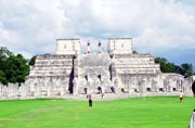 Chichen Itza,Plaza of A Thousand Columns and Temple of the Warriors, built between 900 and 1200 A.D. Mexico.
