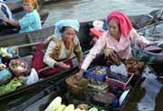 Floating market in Banjarmasin. Kalimantan, Indonesia.