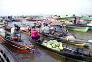 Floating market in Banjarmasin. Kalimantan, Indonesia.
