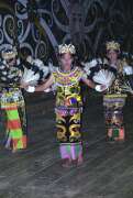 Traditional dayak dance. Long Ampung village. Kalimantan,  Indonesia.