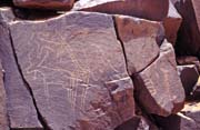 Neolithic paintings at Adrar des Ifoghas. Sahara desert. Mali.