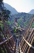 Bamboo bridge. Cultural village near Kuching. Sarawak,  Malaysia.