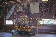 Inside of the longhouse. Cultural village near Kuching. Sarawak,  Malaysia.