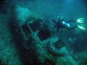 Diving around Togian islands, Kadidiri, plane wreck B24 from the 2nd World War sunken on Mai 3rd, 1945. Indonesia.