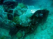 Diving around Togian islands, Kadidiri, plane wreck B24 from the 2nd World War sunken on Mai 3rd, 1945. Sulawesi,  Indonesia.