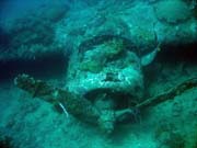Diving around Togian islands, Kadidiri, plane wreck B24 from the 2nd World War sunken on Mai 3rd, 1945. Indonesia.
