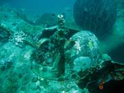 Diving around Togian islands, Kadidiri, plane wreck B24 from the 2nd World War sunken on Mai 3rd, 1945. Indonesia.