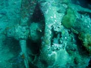 Diving around Togian islands, Kadidiri, plane wreck B24 from the 2nd World War sunken on Mai 3rd, 1945. Indonesia.
