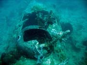 Diving around Togian islands, Kadidiri, plane wreck B24 from the 2nd World War sunken on Mai 3rd, 1945. Indonesia.