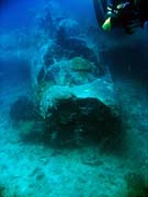 Diving around Togian islands, Kadidiri, plane wreck B24 from the 2nd World War sunken on Mai 3rd, 1945. Indonesia.