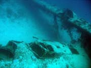 Diving around Biak islands, Catalina wreck dive site. Indonesia.
