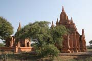 The Temples of Bagan cover an area of 16 square miles. The majority of its buildings were built in the 1000s to 1200s, during the time Bagan was the capital of the First Burmese Empire. Myanmar (Burma).