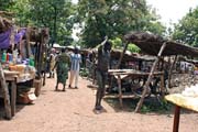 Somba man at traditional clothes. This tradition is almost disappeared. Local market at Boukoumb village. Benin.