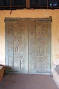 Decorated doors at palace of Dahomey kings at Abomey town. Benin.