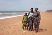 Local family at trip to sea, Ouidah town. Benin.