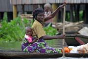 Morning floating market at Ganvi town. Benin.