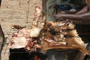 Roast meat is very popular. Lake Chad area. Cameroon.