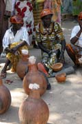Local alcohol selling is important part of each market. Market at Tourou village at Mandara Mountains. Cameroon.