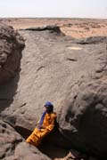 Historical giraffe paintings at Sahara desert at Dabous area. Niger.