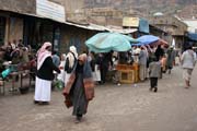 Main street and market at Shibam-Kawkaban village. Yemen.