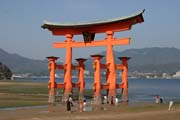 The Torii (gateway) at Miyajima Island is traditonal gateway of Itsukushima Shrine. Japan.