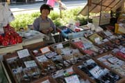Morning market Jinya-mae and street vendor at Takayama town. Japan.