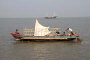Fishermen, travel from Sittwe town to Mrauk U. Myanmar (Burma).