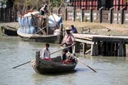 Boat at channel at Sittwe town. Myanmar (Burma).