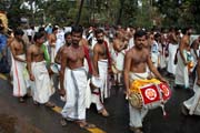 Thaipooya Mahotsavam Festival. Another procession is coming. Thrissur, Kerala. India.