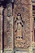 Paintings in Banteay Srei temple. Angkor Wat area. Cambodia.