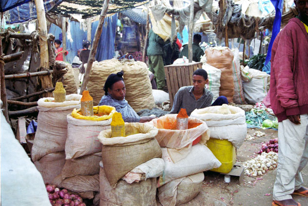 Spice sellers at Dire Dawa market. East,  Ethiopia.