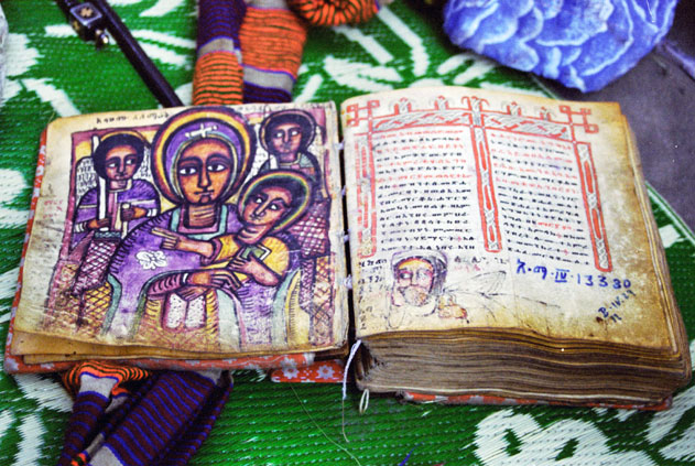 Old Bible written on goat skin. North,  Ethiopia.