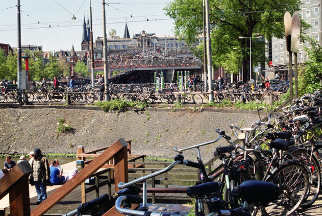 Bicycle parking near main railway station. Amsterdam. Netherlands.