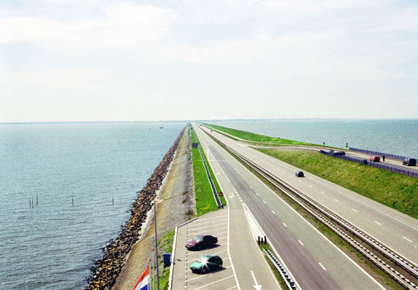 Embankment at north Netherlands. Netherlands.