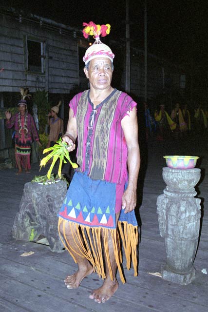 Dayak performing magicman dance. Kalimantan,  Indonesia.