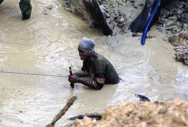 Diamond mining field in Cempaka. Kalimantan,  Indonesia.