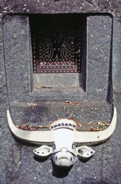 Decoration of one modern grave. Tana Toraja area. Sulawesi,  Indonesia.