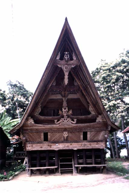 Traditional Batac house. Lake Toba, Samosir island. Sumatra,  Indonesia.