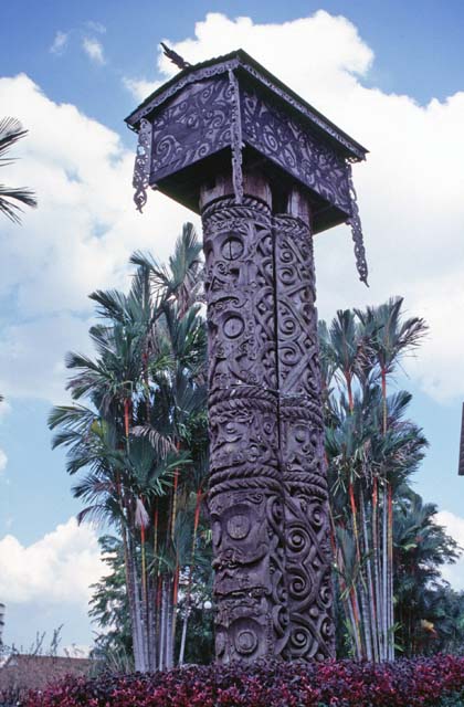 Huge dayak totem. Kuching city. Sarawak,  Malaysia.