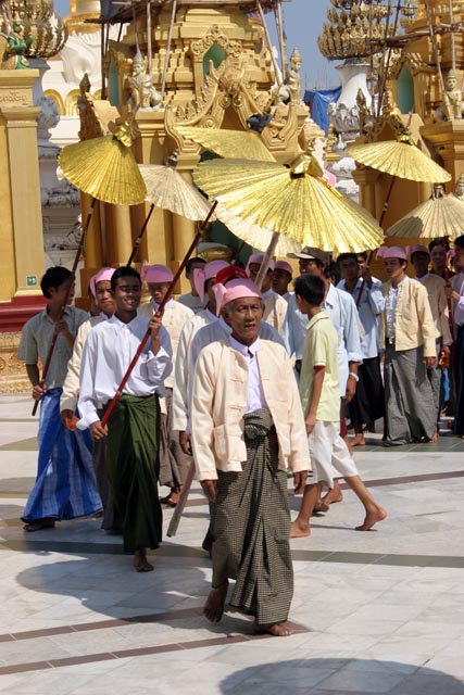 Novitiation ceremony at Shwedagon Paya, Yangon. Myanmar (Burma).