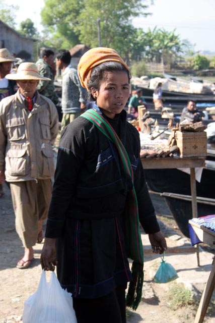 Woman from Pa-O tribe at Inle Lake market. Myanmar (Burma).