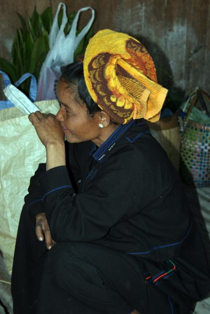 Woman from Pa-O tribe at Inle Lake market. Myanmar (Burma).