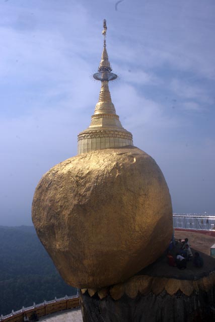 Stupa called Kyaiktiyo (Golden rock). One of the three most sacred places of local Buddhist. Myanmar (Burma).